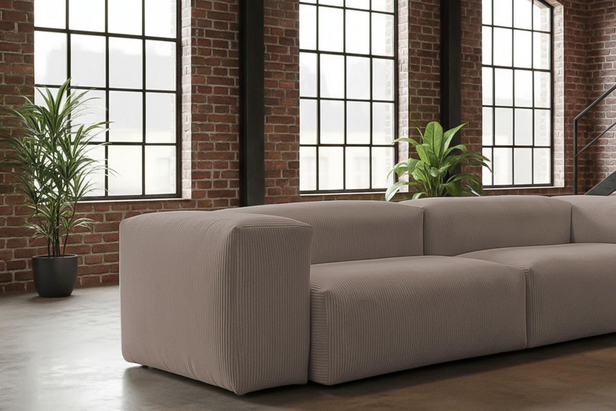 SOFA CELESTE Taupe Cord - Taupe/Schwarz, Kunststoff/Textil (302/72/114cm) - KAWOLA