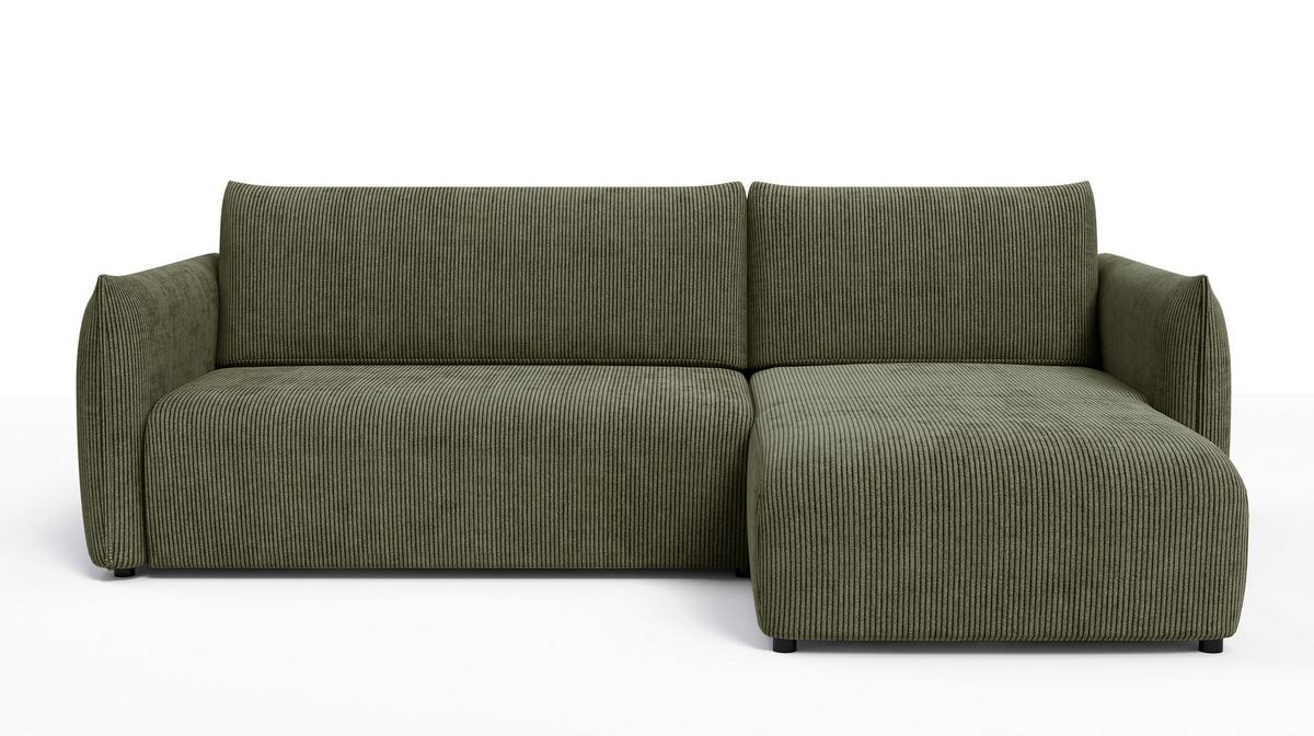 ECKSOFA TAUER 3-Sitzer links, olive - Schwarz/Grün, Holz/Textil (248/173cm) - Wozimo