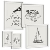 BILDER SET 5er Set - 50x50 cm & 20x30 cm & 40x60 cm Weißer Rahmen - Fröhliche Momente mit Champagner - Weiß, Kunststoff (40/60cm) - TULUP