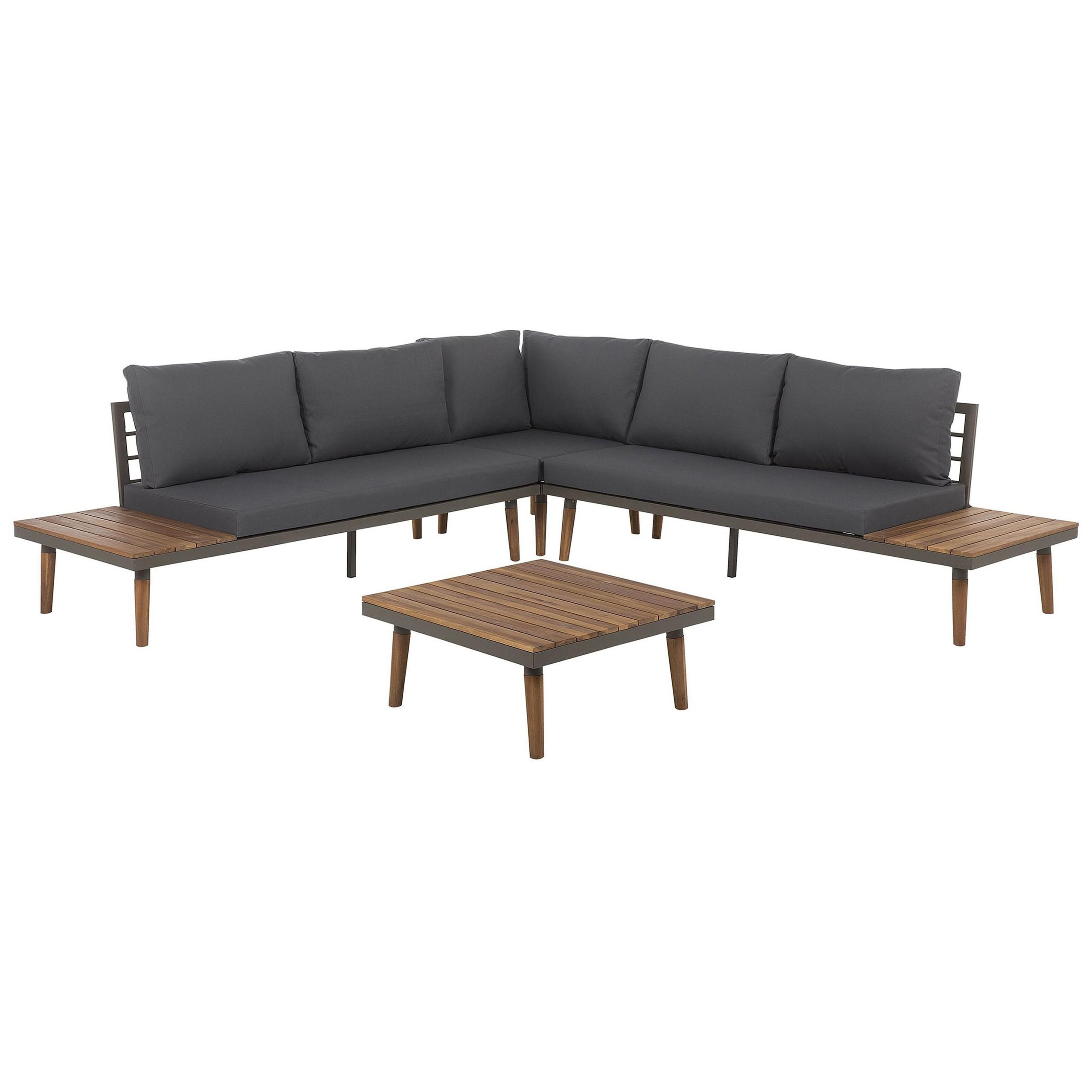 LOUNGE-SET 5-Sitzer grau Corato - Grau, Holz - Beliani