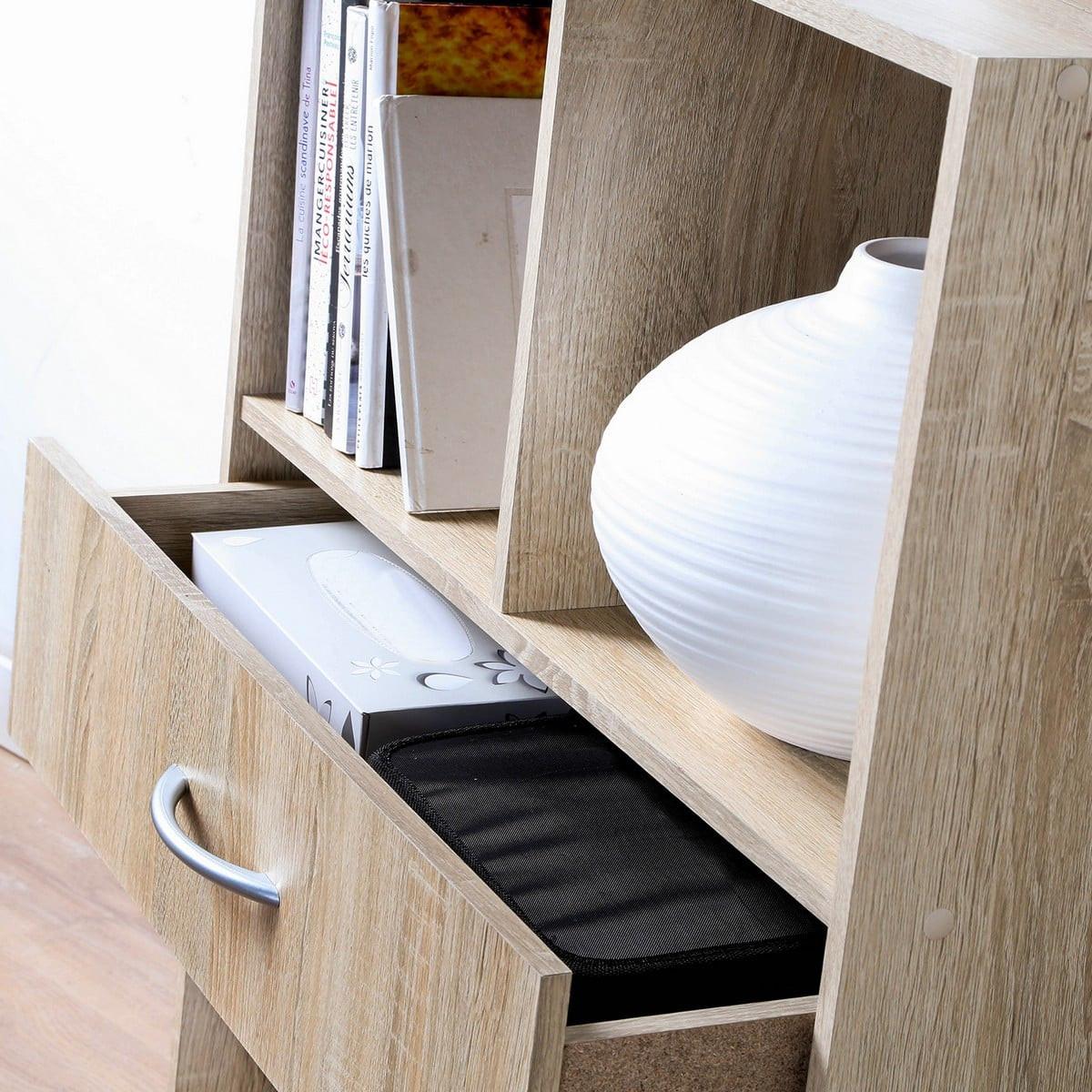 AUFBEWAHRUNGSREGAL 4 Fächer mit einer Schublade - Eschefarben, Holzwerkstoff (29.5/80/62cm) - Calicosy