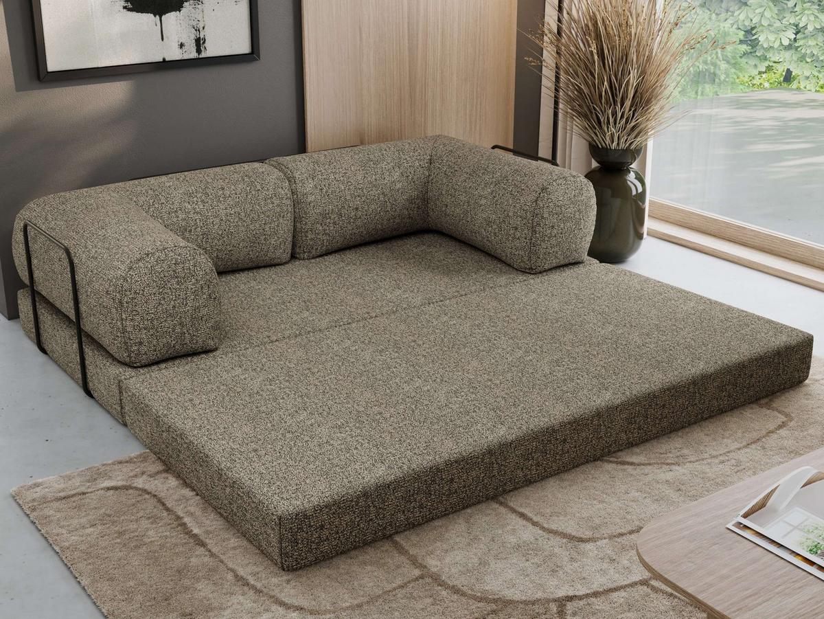 3-SITZER SOFA ORSETTO - Grau Stukture - Schwarz/Grau, Textil/Metall (200/70/100cm) - MKS