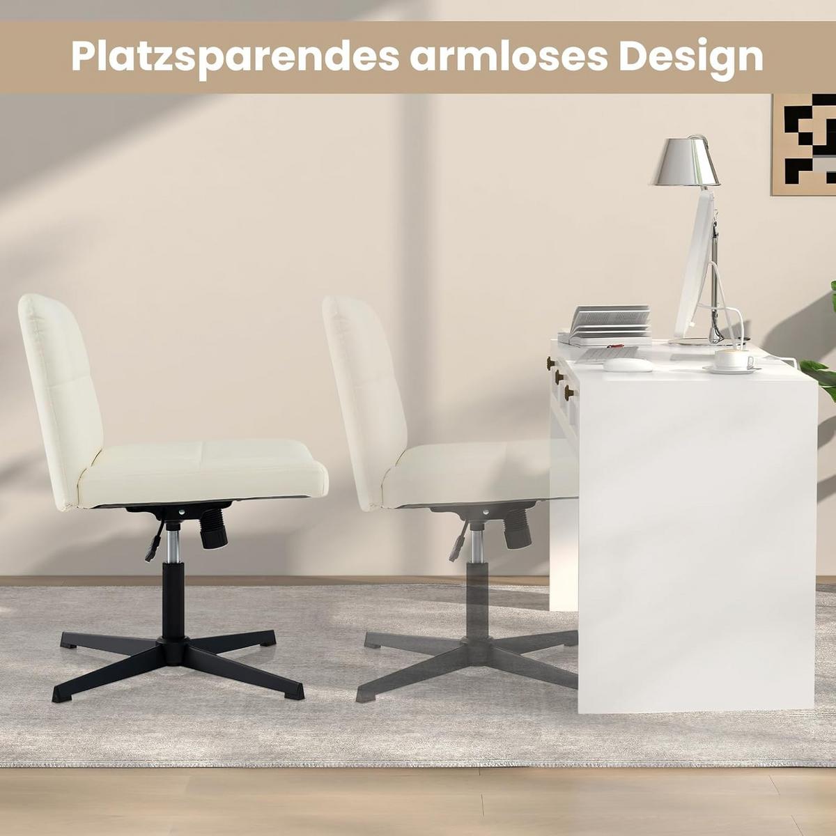 BÜROSTUHL Beige - Beige, Kunststoff (69/89/64cm) - COSTWAY