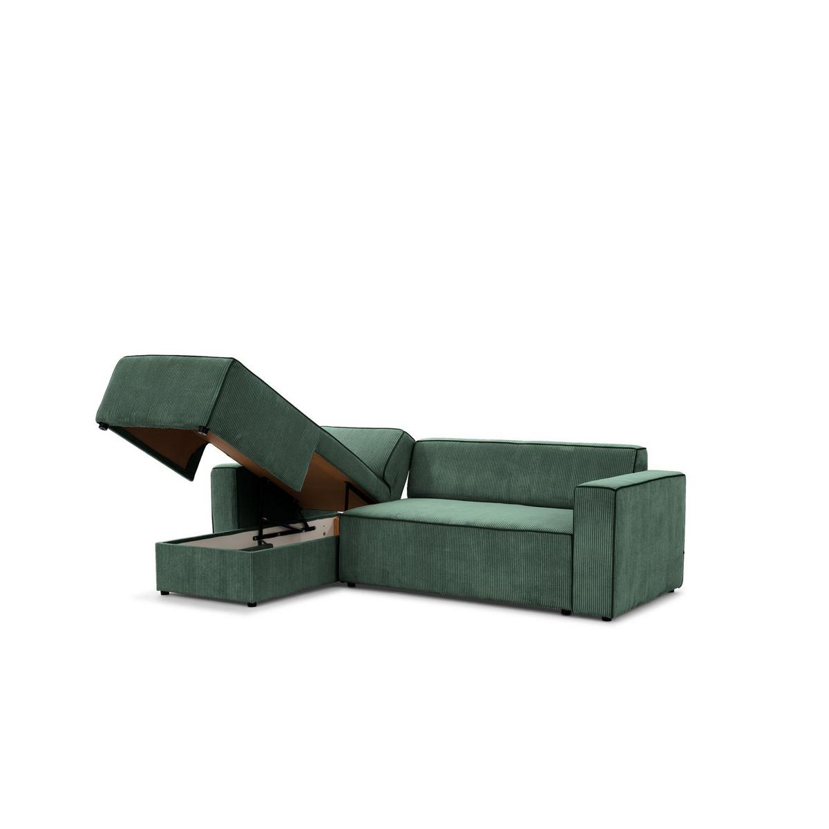 ECKSOFA Schlafsofa Waldo In Poso - Grün, Holzwerkstoff/Textil (260/173cm) - Fun Möbel