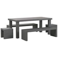 GARTENMÖBEL SET 6-Sitzer Beton Grau 2 Bänke U-Form 2 Hocker Taranto - Grau, Stein - Beliani