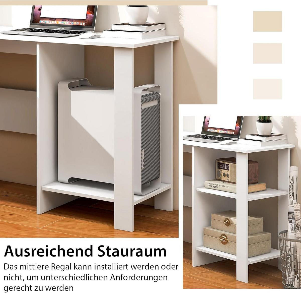 COMPUTERTISCH weiß - Weiß, Holzwerkstoff (130/130/74cm) - COSTWAY