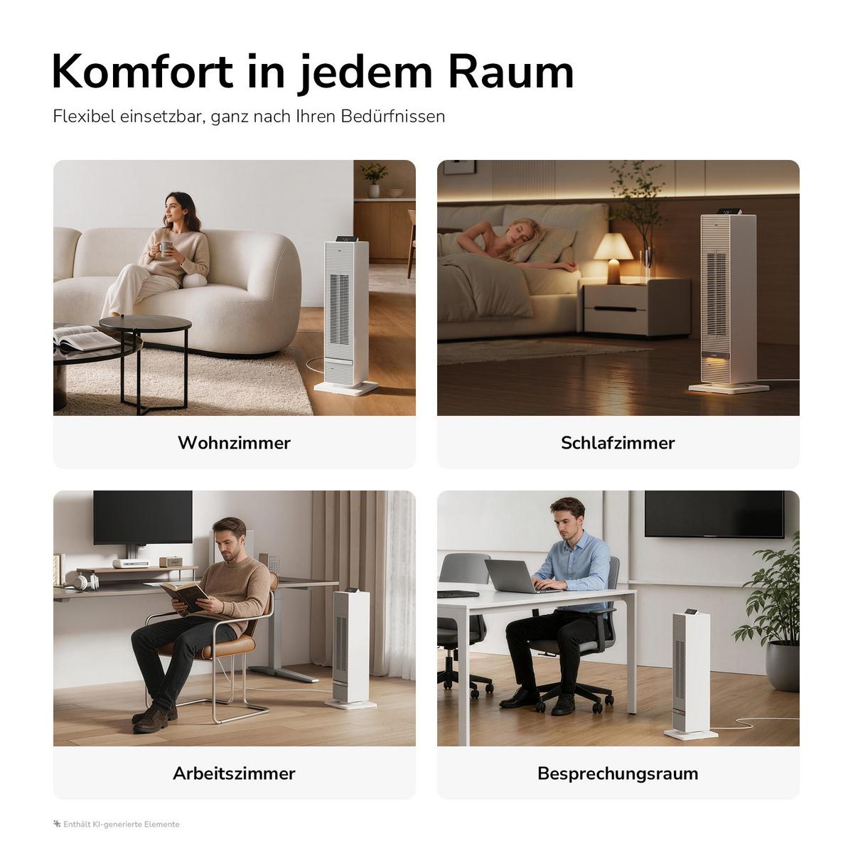 SÄULEN-HEIZLÜFTER mobil - Weiß, Keramik/Kunststoff (24/70/24cm) - EMKE