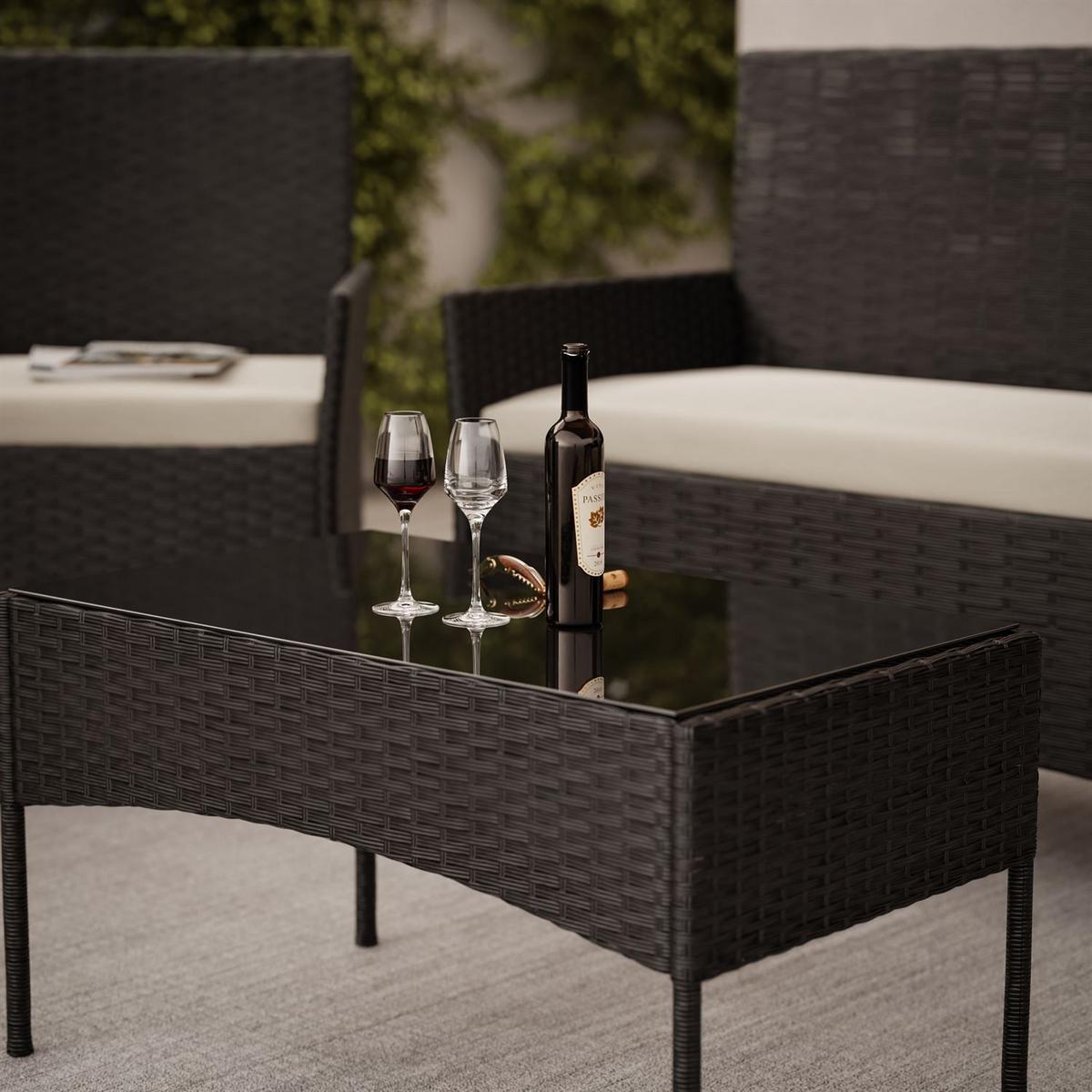 LOUNGEGARNITUR PERGOLA Rattan Gartenmöbelset - Schwarz, Kunststoff - Lookway