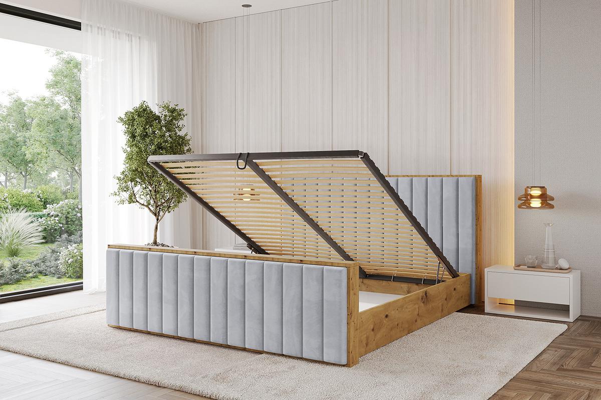 POLSTERBETT mit Bettkasten, Fußteil und Lattenrost, Boxbett mit Matratze H3/H4 - ENZO4-Z 180x200 Hellgrau - Hellgrau, Holzwerkstoff/Textil (180/200cm) - ALTDECOR