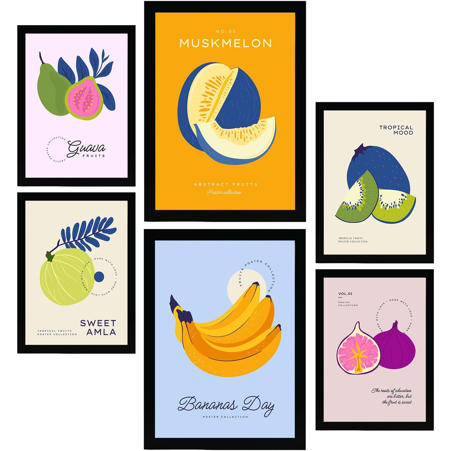 POSTER Set Mit 6 Lebensmittel Und Ernährungs Tropische Früchte A3 & A4 Rahmenlos - Klar, Papier (29/3cm) - Nacnic
