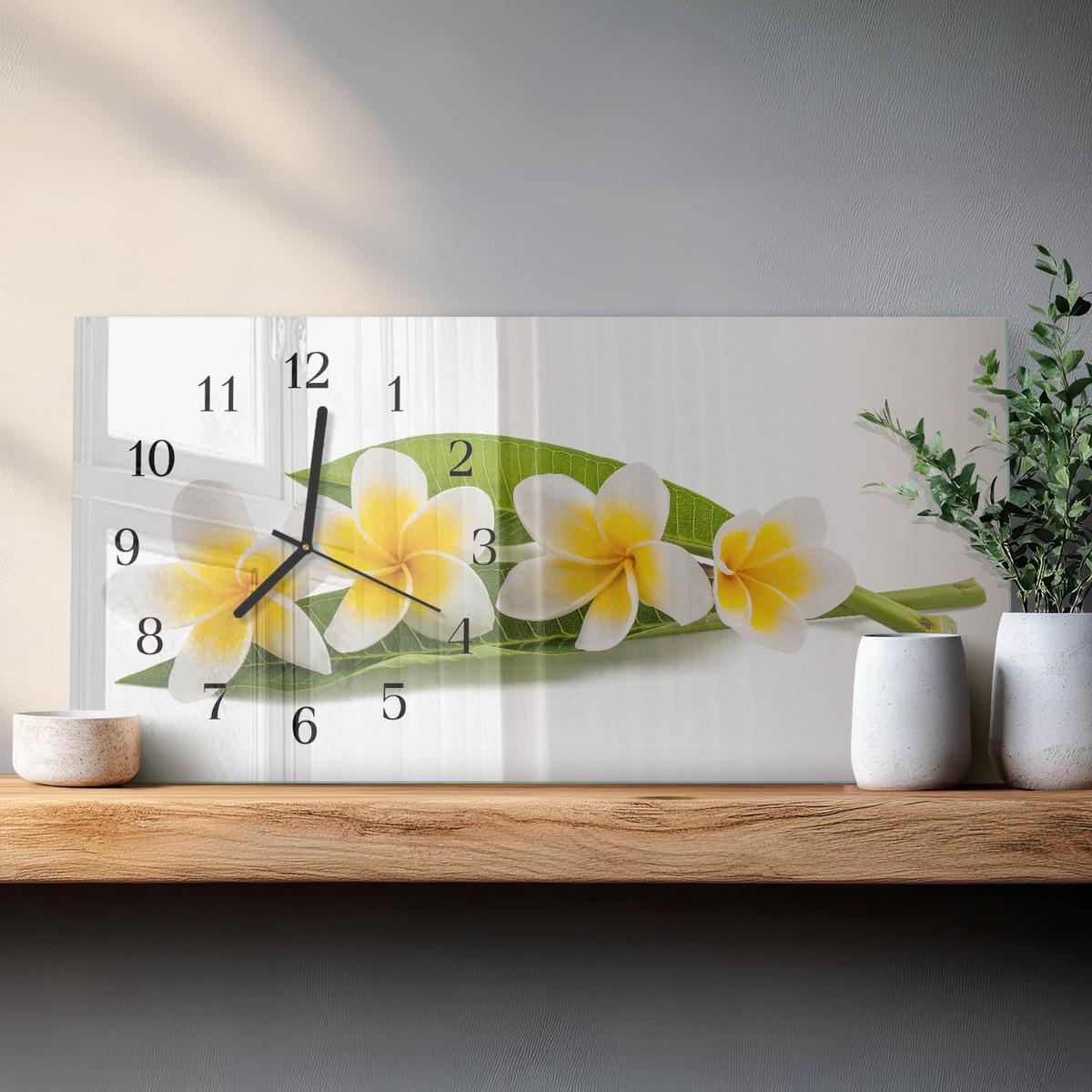 WANDUHR aus Glas 60x30 cm - Blumen - Gelb, Glas (60/30/0.4cm) - TULUP