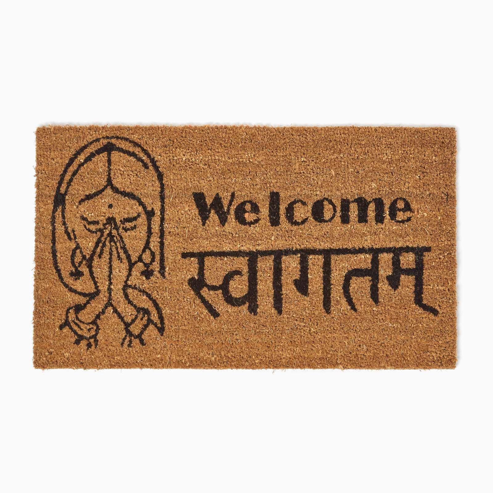 FUSSMATTE Welcome/Swagat, Kokosfaser 40/70 cm - Naturfarben, Naturmaterialien (40/70cm) - Homescapes