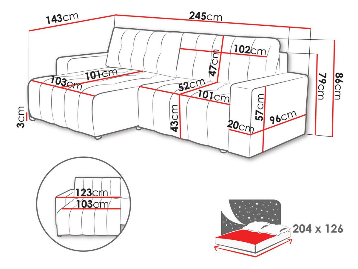 ECKSOFA Masone - Schwarz/Naturfarben, Holz/Kunststoff (245/143cm) - MIRJAN24