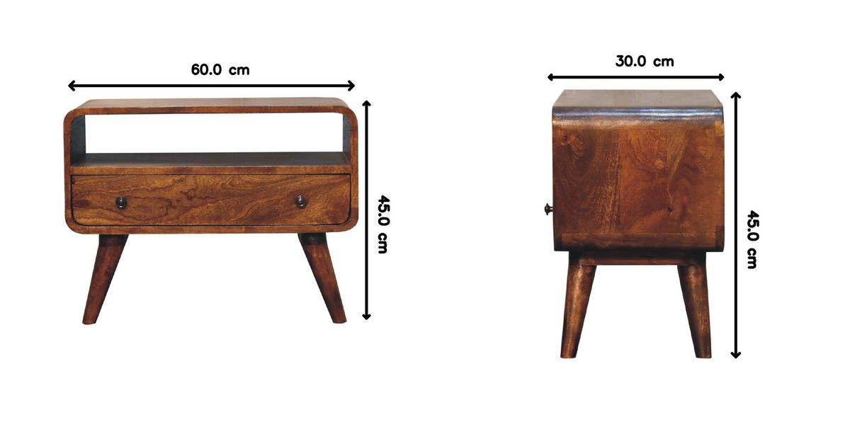 MEDIENUNIT Mini mit gebogener Form, Braun - Messingfarben/Braun, Mangoholz/Holz (60/45/30cm) - Artisan Furniture