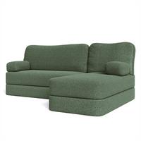 ECKSOFA SABI modulares Boneless Sofa mit Schlaffunktion Grün Boucle-Stoff - Grün, Textil (200/120cm) - MASSENO