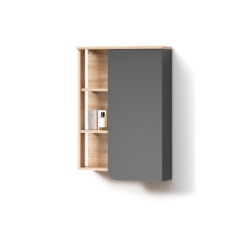 BADSCHRANK Marano Anthrazit 50 x 75 cm mit Tür und offenen Fächern - Anthrazit, Holzwerkstoff (50/75/20cm) - Livinity®