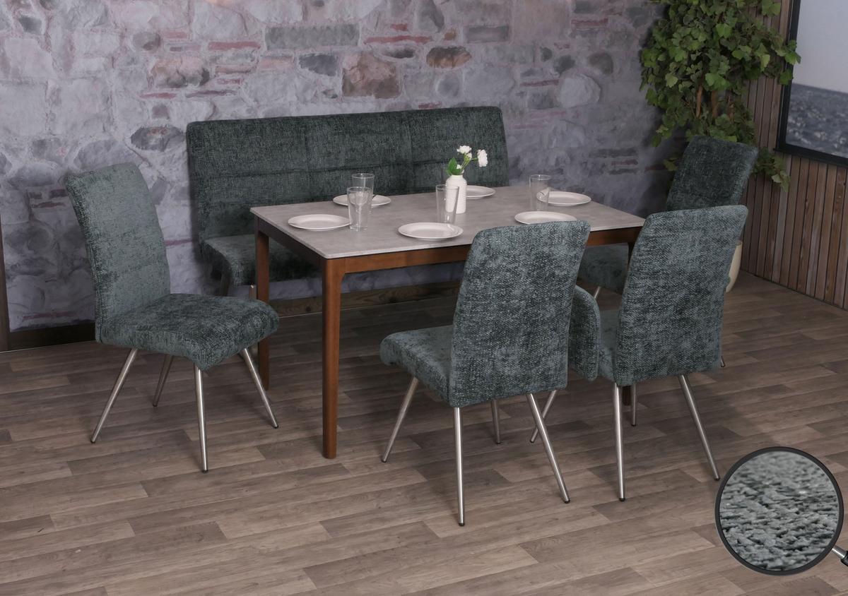 ESSZIMMER-SET Blau 5er-Set - Blau, Textil (160/100/65cm) - MCW