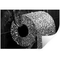 WANDTATTOO WC - Toilettenpapier - Schwarz und weiß - Glitter Wandsticker 120x80 cm - Silberfarben, Kunststoff (120/80/0.1cm) - MuchoWow