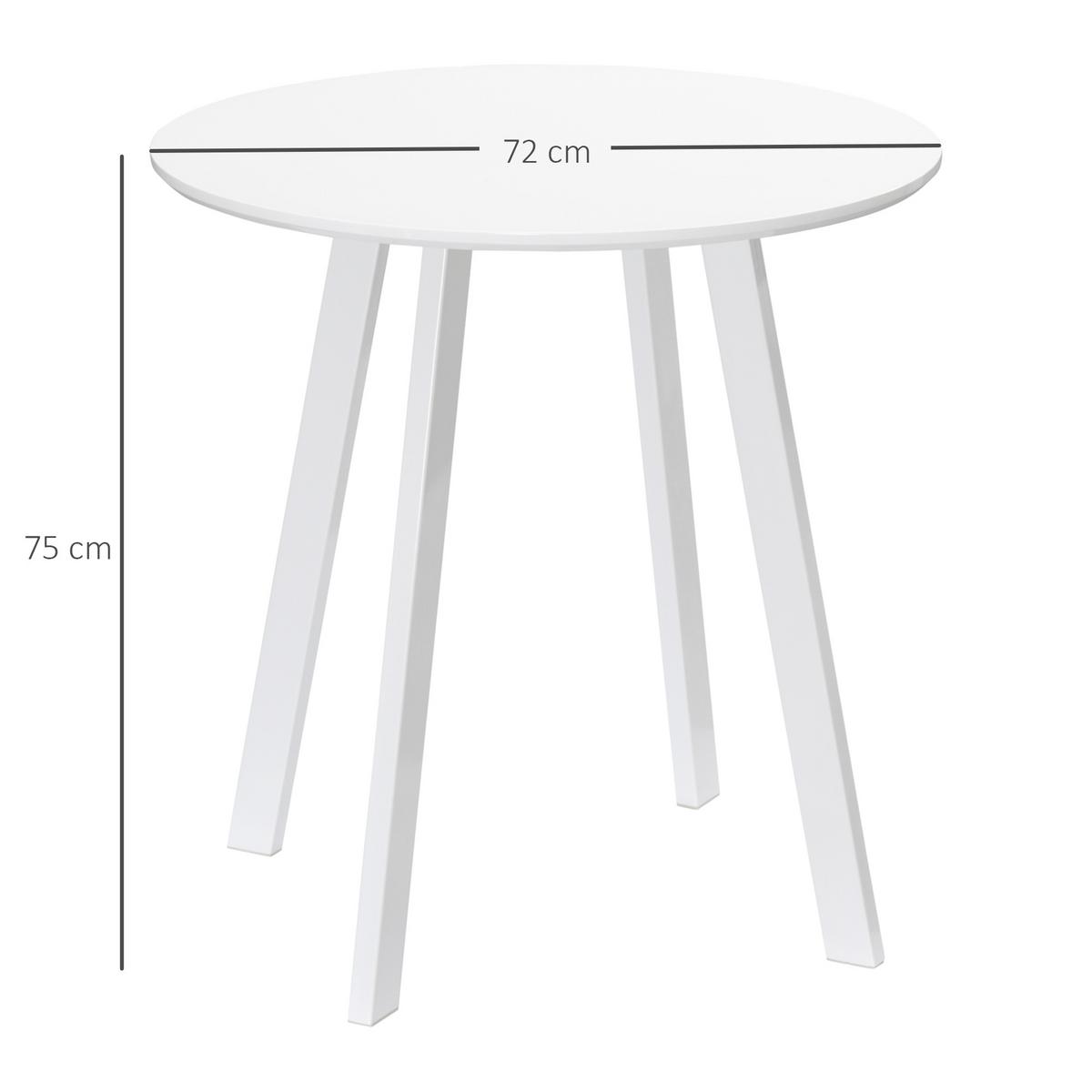 ESSTISCH Runder Küchentisch Esszimmertisch mit abgeschrägten Beinen Weiß - Weiß, Kunststoff (72/72/75cm) - HOMCOM