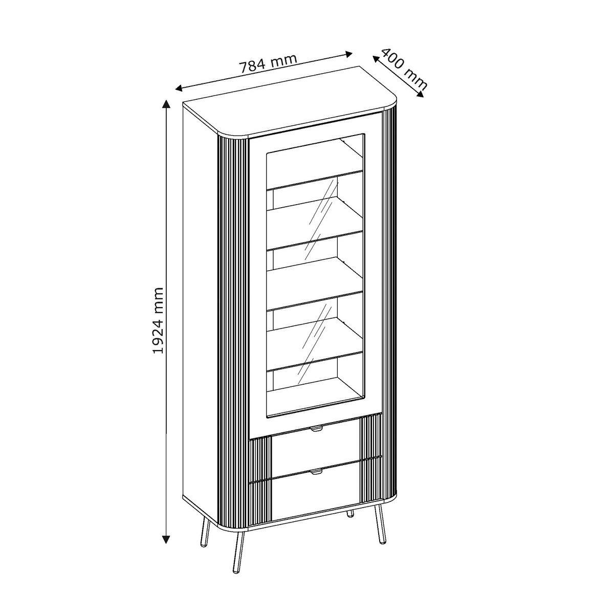 VITRINE AURA in Kaschmir 78/40/193 cm - Kaschmir, Holzwerkstoff (78/193/40cm) - Idohome
