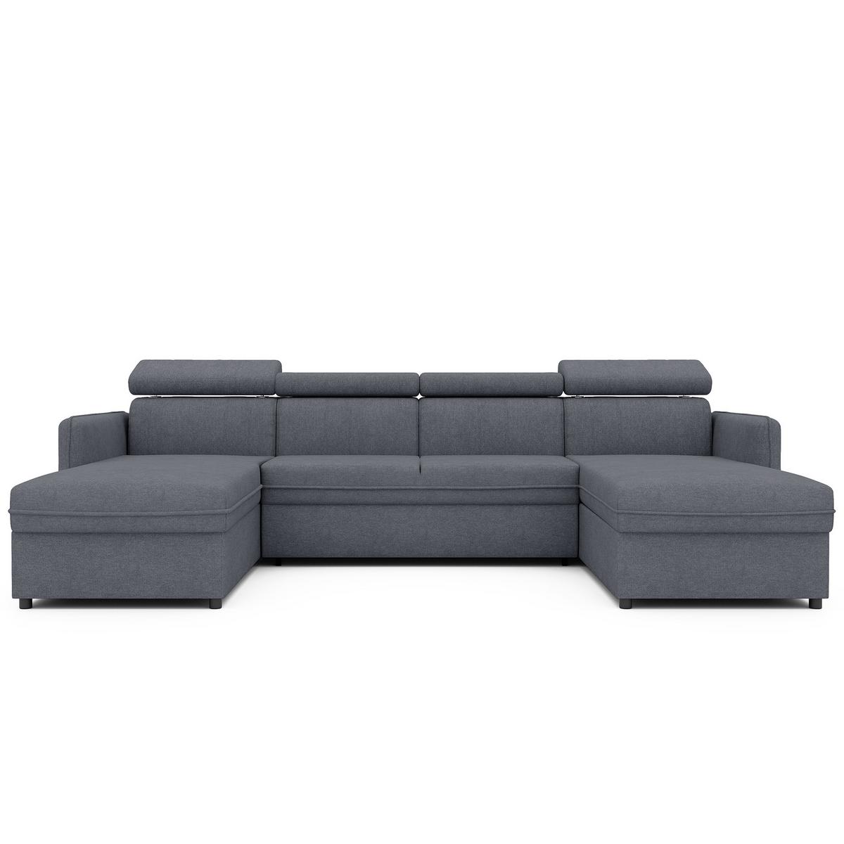 WOHNLANDSCHAFT U-Form Beni mit Schlaffunktion, Stoff Soro 97 Graphit - Dunkelgrau, Holzwerkstoff (286/60/166cm) - Idohome