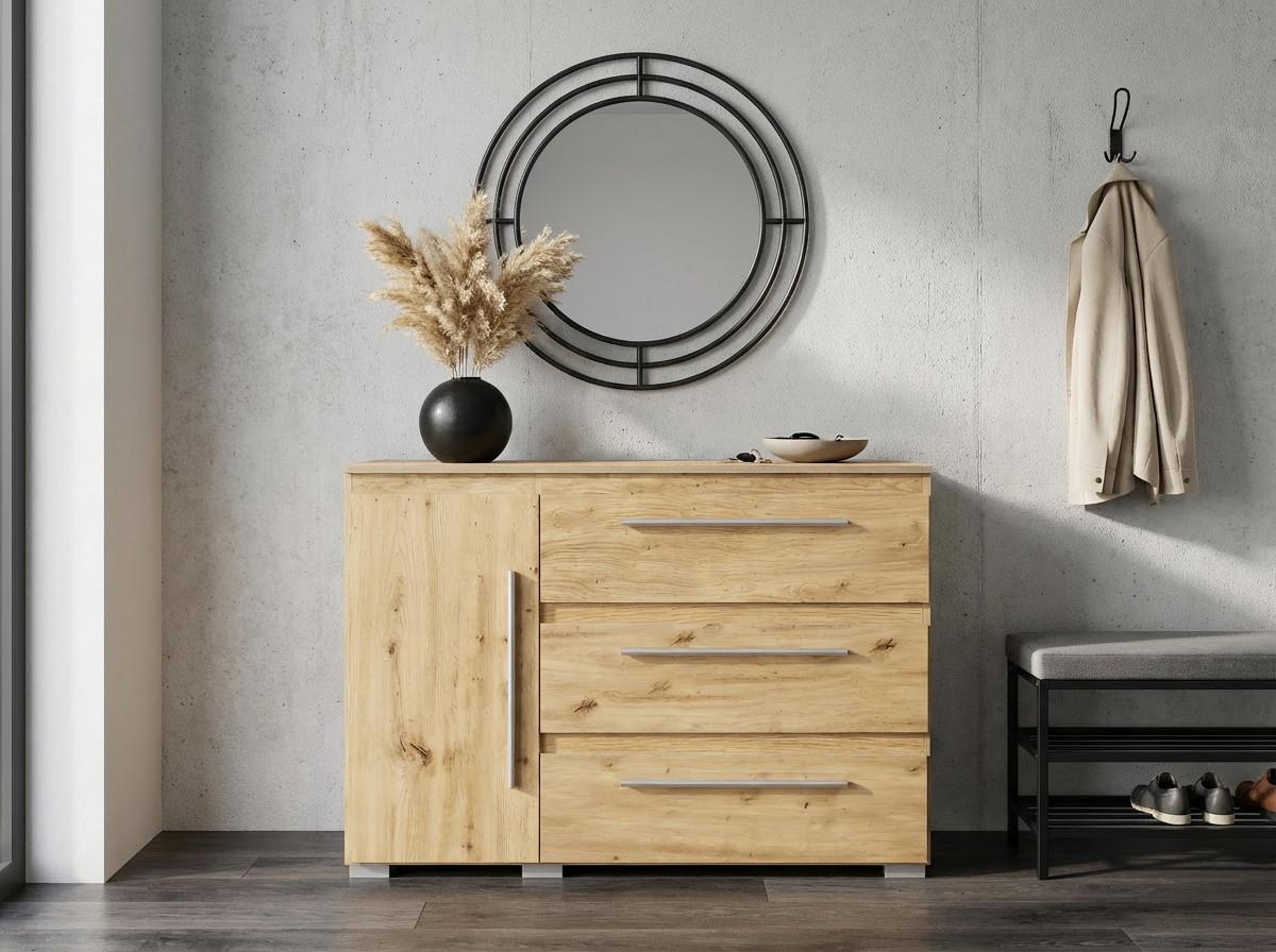 KOMMODE Bali 127/92/50 cm Artisan Oak - Silberfarben/Eiche Artisan, Holzwerkstoff/Kunststoff (127/92/50cm) - arthur berndt
