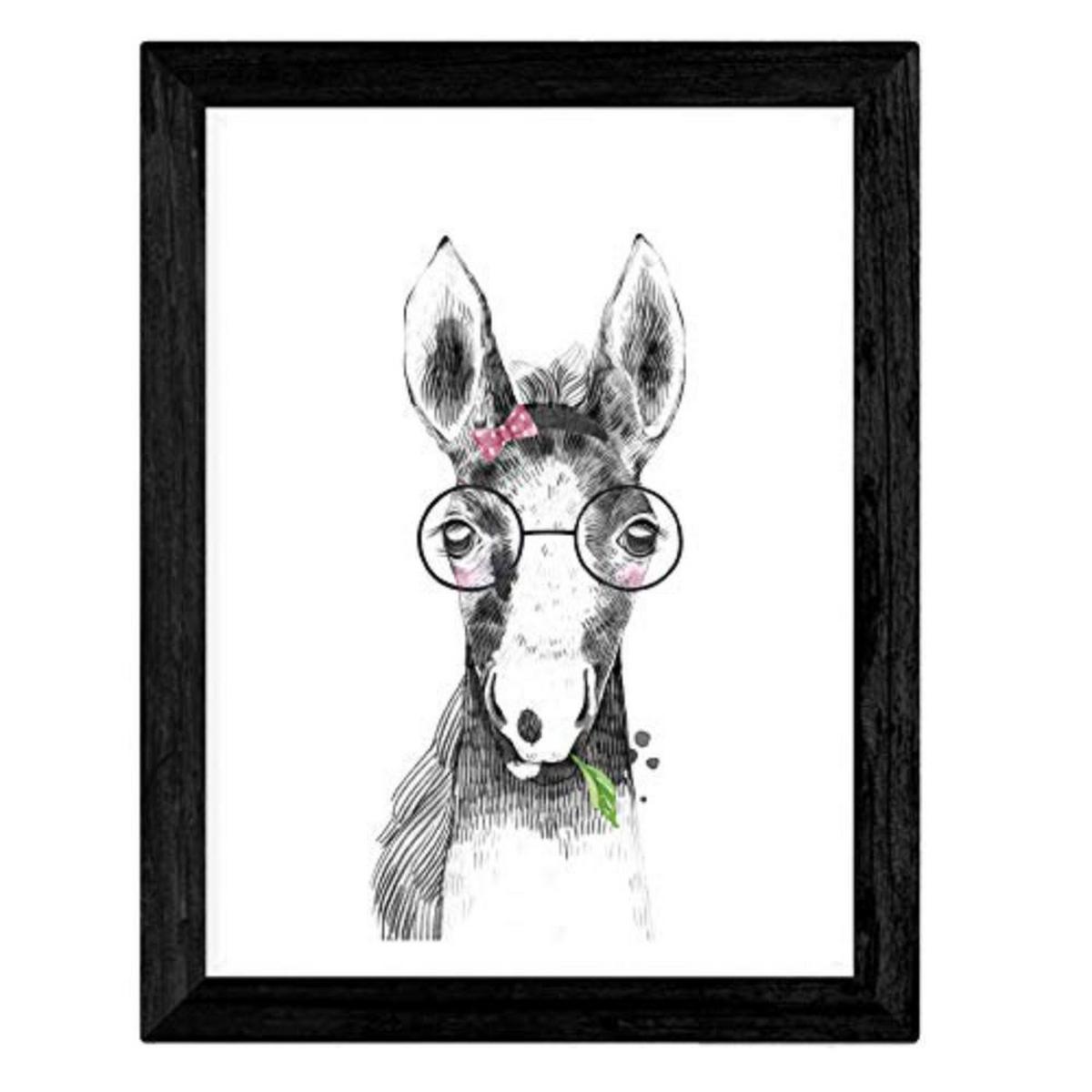 POSTER Set mit 4 Kinder Tiere mit Gläsern A3 Rahmenlos - Klar, Papier (29.7/3cm) - Nacnic