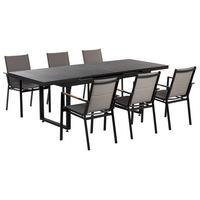 GARTENMÖBEL SET 6-Sitzer Aluminium schwarz/grau Valcanetto/ Busseto - Schwarz/Grau, Metall - Beliani