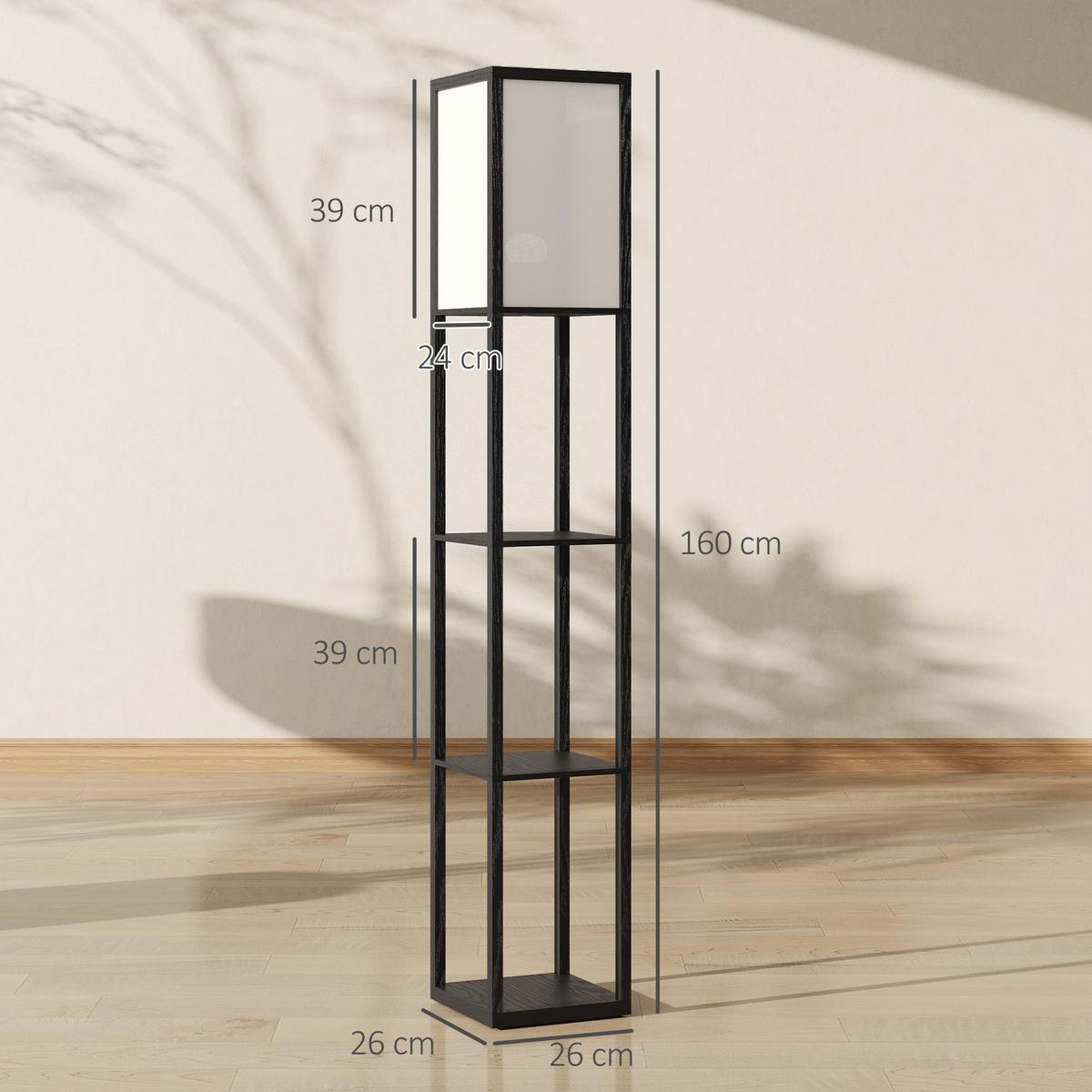STEHLAMPE Acryl MDF Schwarz - Eichefarben, Holzwerkstoff (26/26/160cm) - HOMCOM