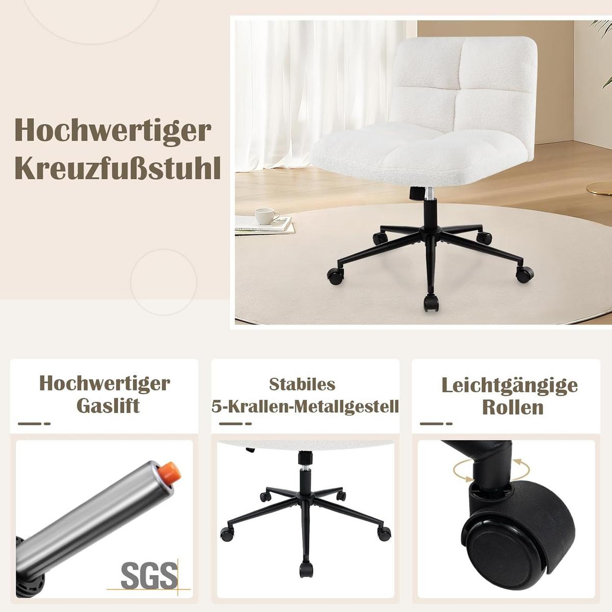 BÜROSTUHL Beige - Beige, Textil (73/87/69cm) - COSTWAY