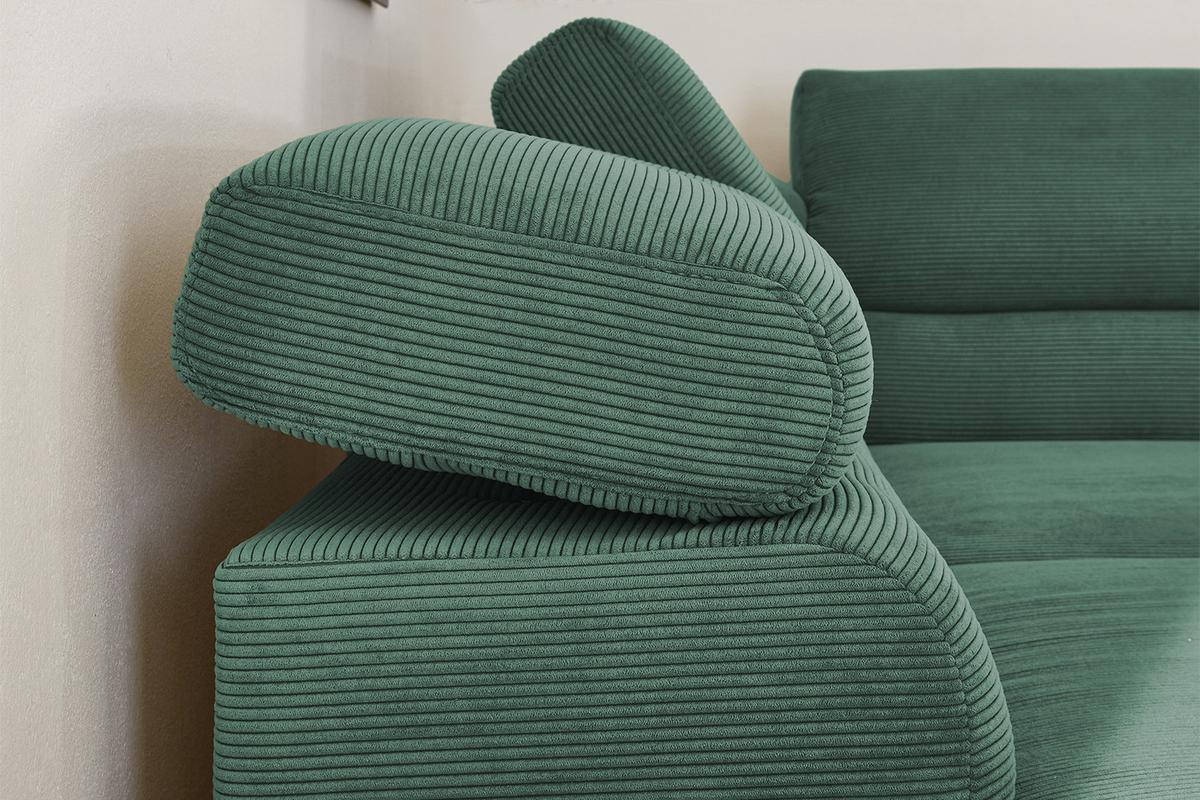 ECKSOFA DELIA Smaragdgrün Cord - Smaragdgrün/Schwarz, Textil/Metall (276/219cm) - KAWOLA