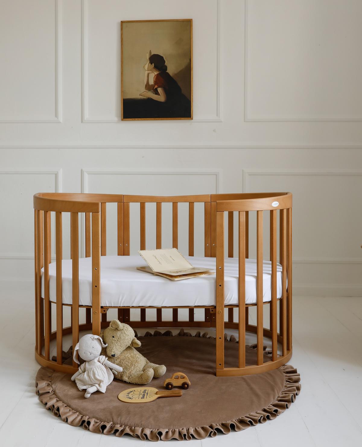 BABYBETT Vintage, 7in1 mit Matratze - Braun, Holz/Textil (73/124cm) - waldin