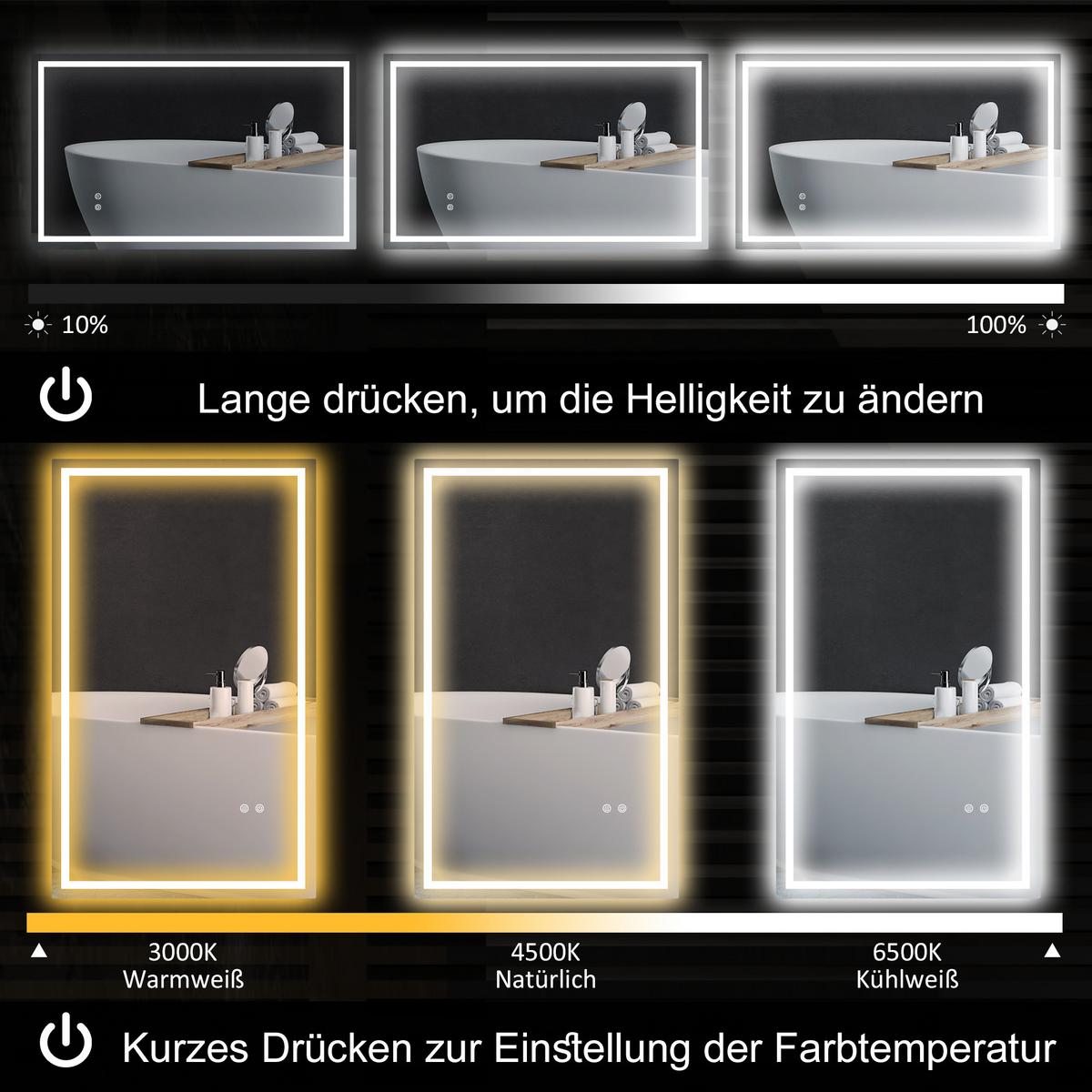BADSPIEGEL Glas Metall Silber - Transparent, Metall (60/3/100cm) - HOMCOM