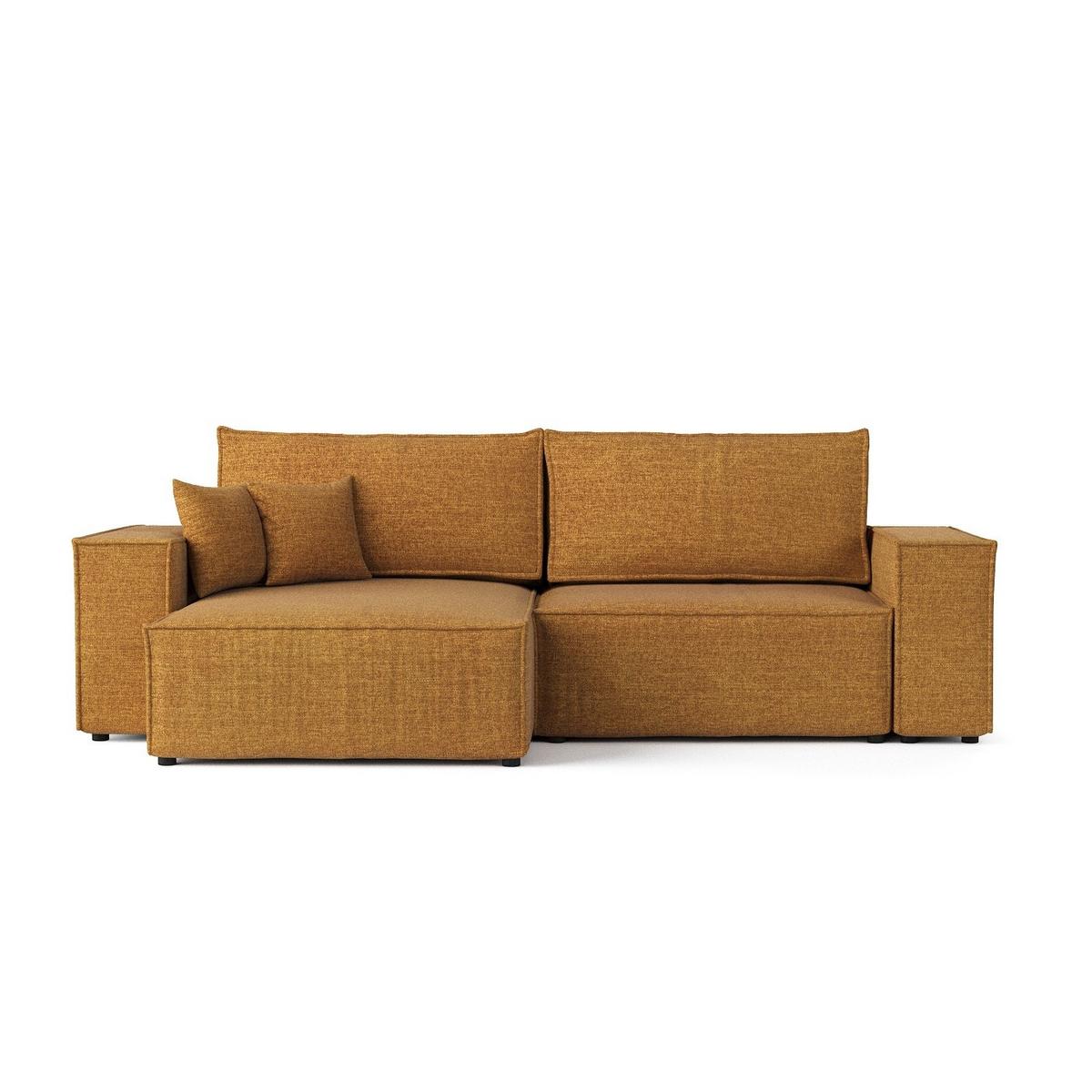 ECKSOFA CAVO mit Schlaffunktion Honiggelb im City Stoff - Schwarz/Honig, Holz/Holzwerkstoff (255/148cm) - AltaBeds
