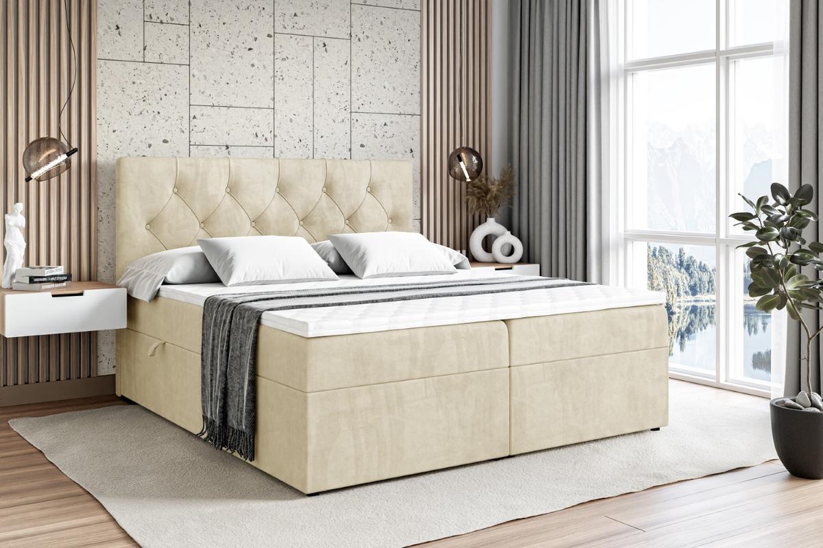 BOXBETT mit Matratze H4 und Lattenrost - MIRAGE - 180x200 - H4 - Beige - Beige, Holzwerkstoff (180/200cm) - ALTDECOR