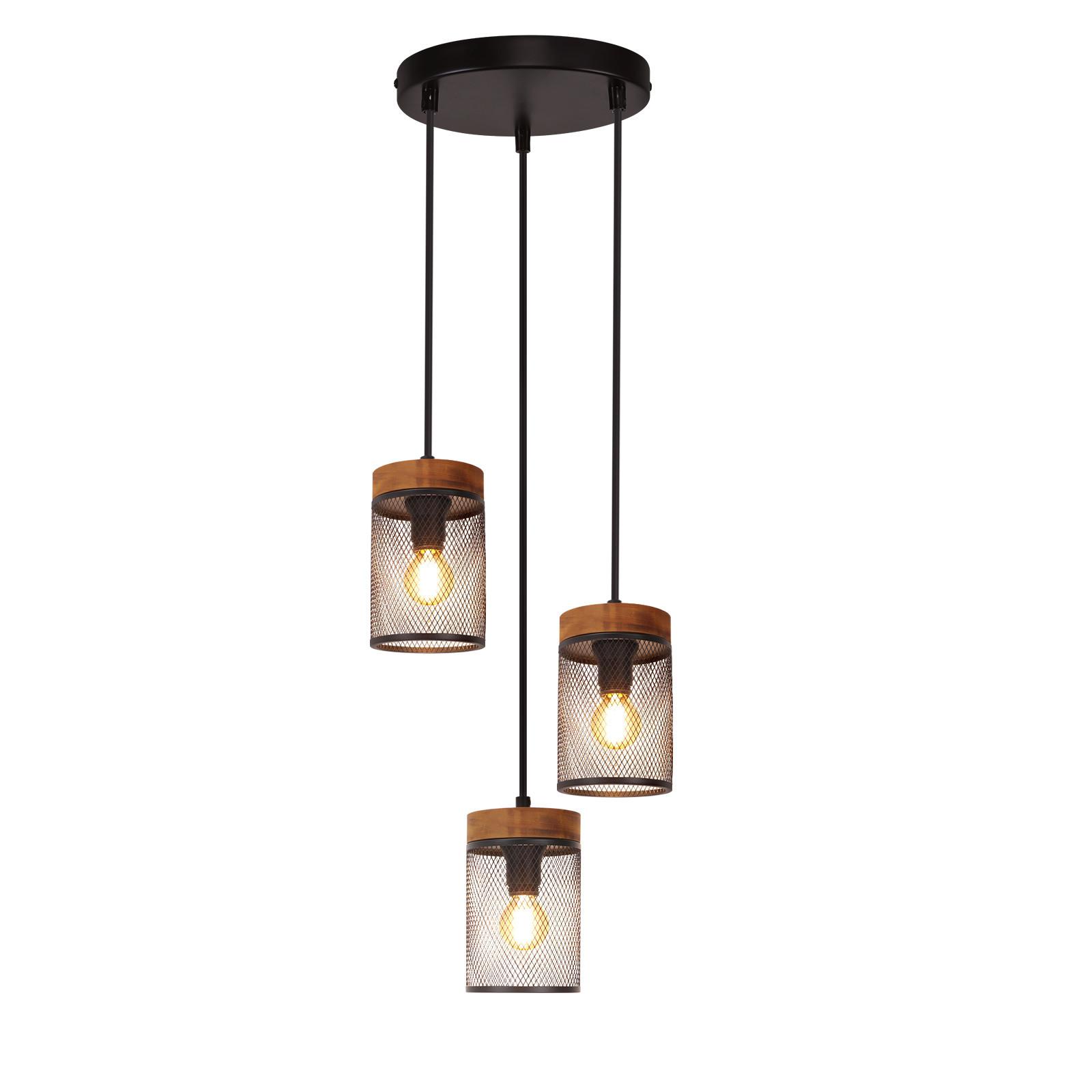 PENDELLEUCHTE Oryven 15.5/10/150 cm - Schwarz/Braun, Holz/Metall (15.5/10/150cm) - ZMH
