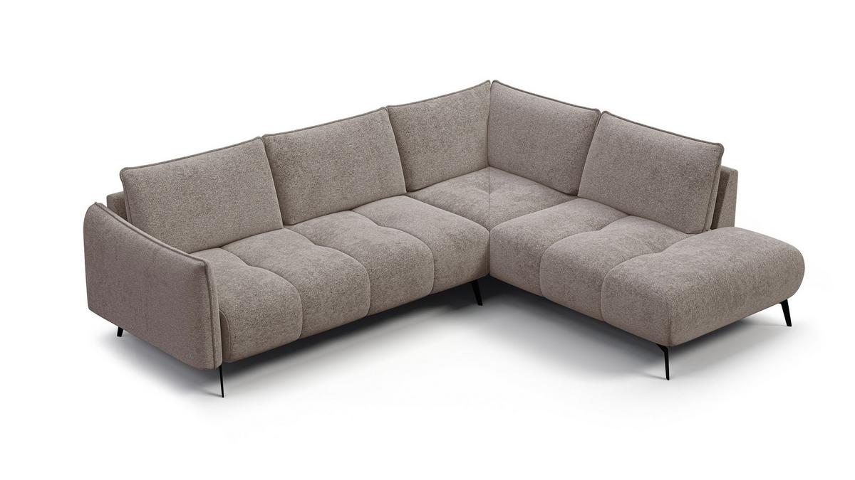 ECKSOFA AERA 5-Sitzer rechts, dunkelbeige - Beige/Schwarz, Holz/Textil (268/206cm) - Wozimo