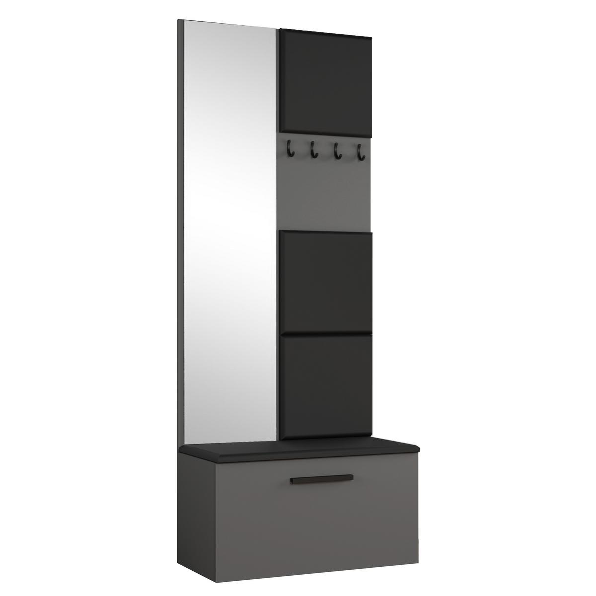 GARDEROBENSCHRANK MODULO 161,2/204/40 cm Modern Garderobe-Set Grau - Schwarz/Grau, Holzwerkstoff (161.2/204/40cm) - MASSENO