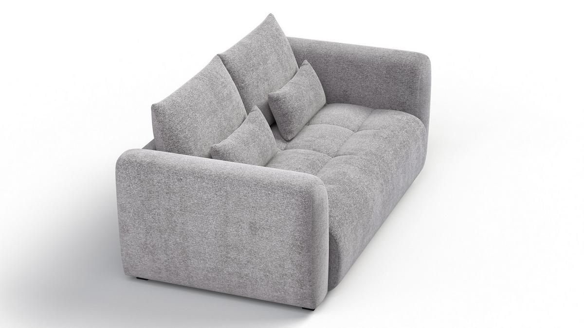 SOFA SORENO 3-Sitzer, platingrau - Schwarz/Grau, Holz/Textil (214/94/114cm) - Wozimo