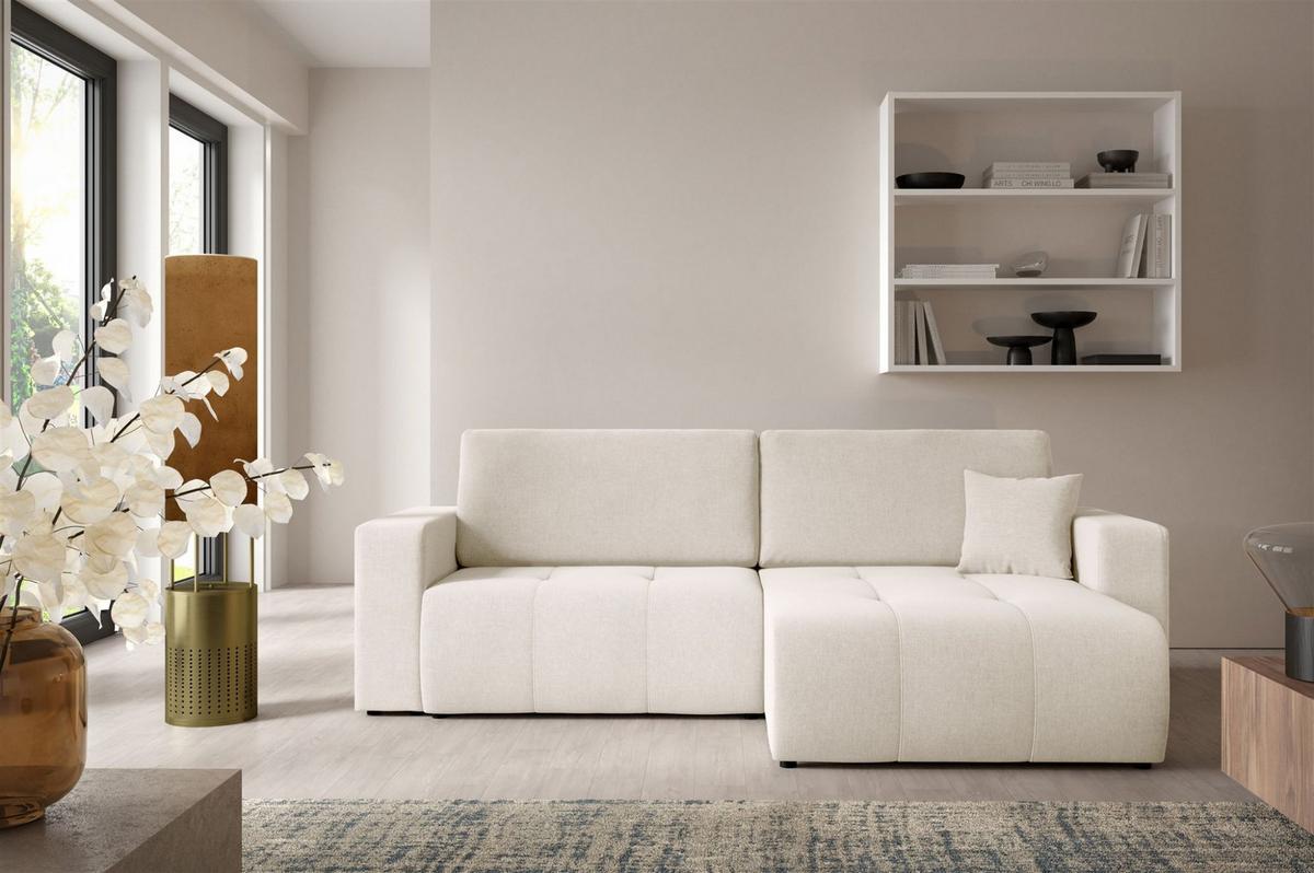 ECKSOFA Augusto - Creme, Holzwerkstoff/Textil (244/149cm) - Fun Möbel