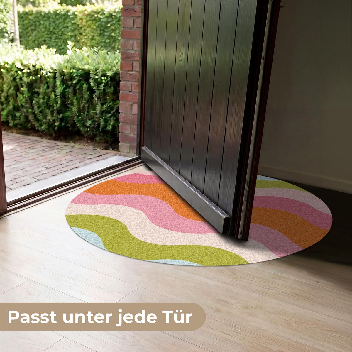 FUSSMATTE Bahnen - Wellen - Bunt - Vertikal Fußabtreter 90x90 cm - Multicolor, Kunststoff (90/0.4cm) - MuchoWow