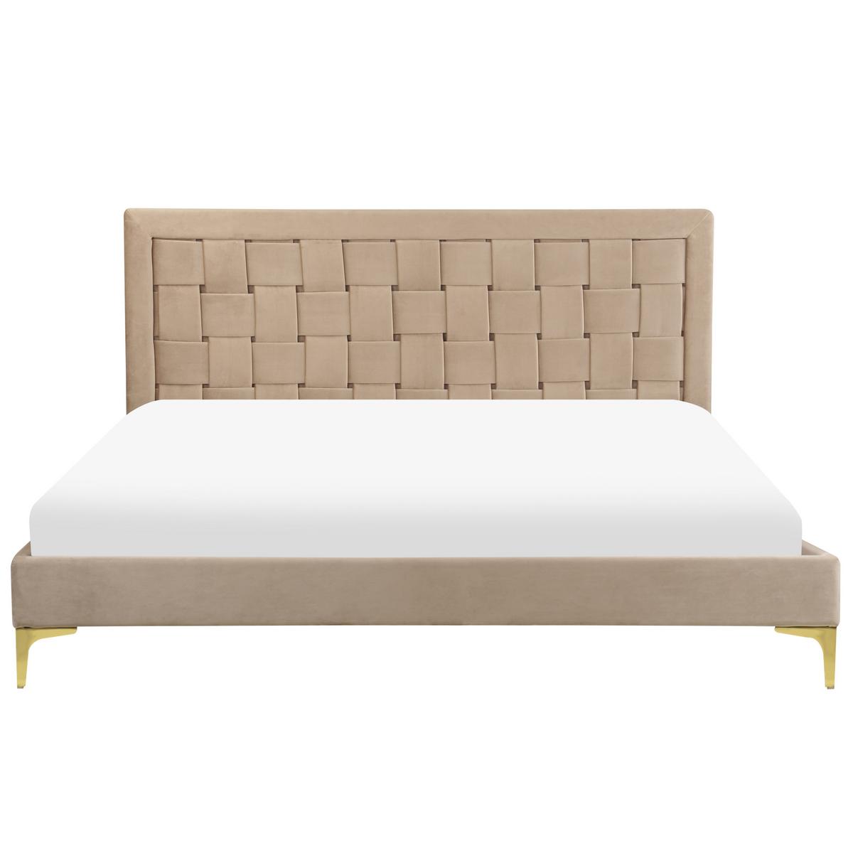 DOPPELBETT 160/200cm Taupe Limoux - Taupe, Textil (160/200cm) - Beliani
