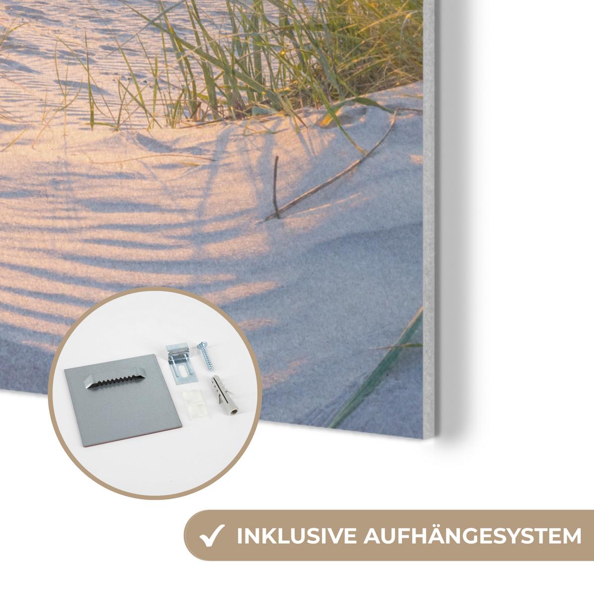 AKUSTIKBILD Strand - Sonne - Düne - Gras - Sand - Horizont Kunstdruck Schlafzimmer 50x70 cm - Hellblau, Kunststoff (50/70/0.9cm) - MuchoWow