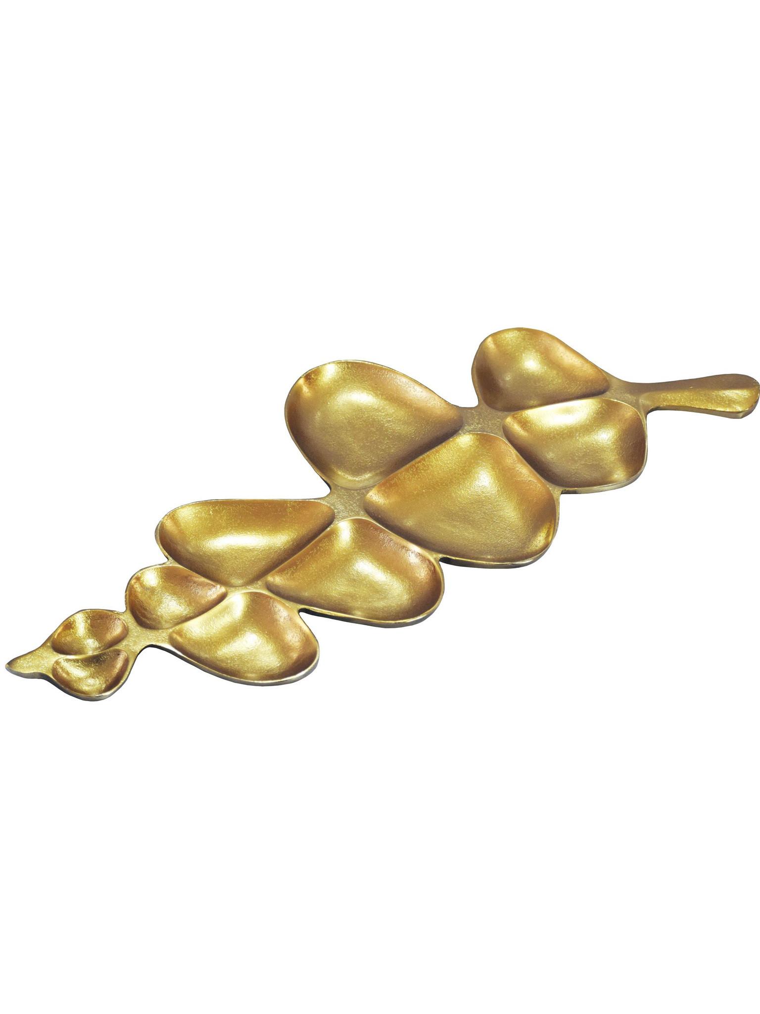 DEKOSCHALE NUMANA, Aluminium, handgefertigt, Gold, 60,5 x 17,5 x 3 cm - Goldfarben, Metall (3cm) - KADIMA DESIGN