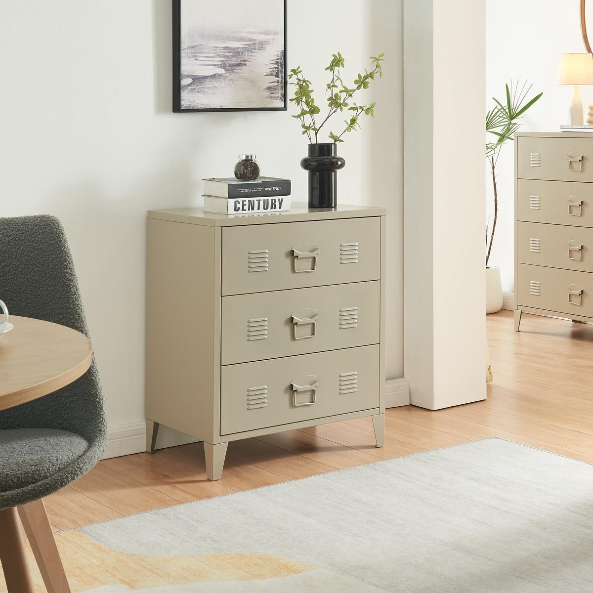 METALLSCHRANK Hämeenlinna - Beige, Metall (60/72/40cm) - [en.casa]