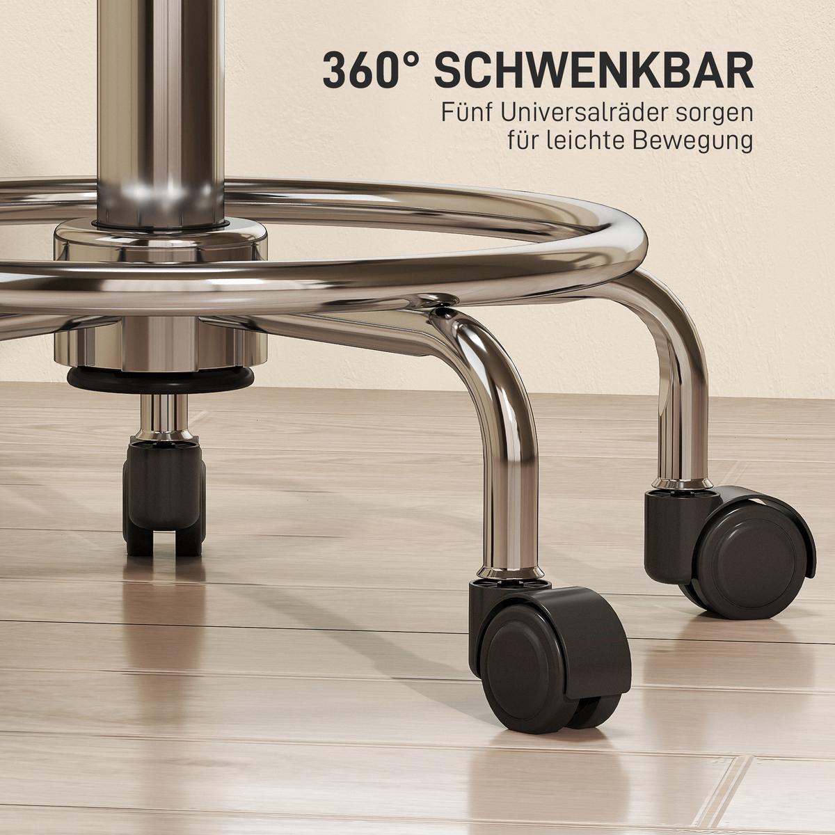 ROLLHOCKER Kunstleder Metall Schwarz - Schwarz, Kunststoff (43/75/43cm) - HOMCOM