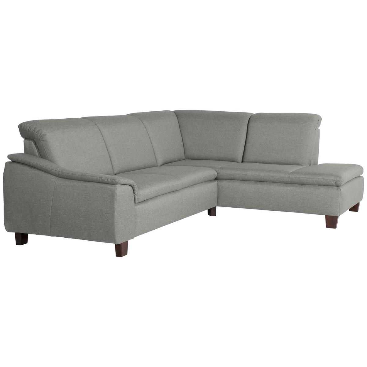 ECKSOFA mit Ottomane rechts Kaylil Flachgewebe hellgrau - Hellgrau, Kunststoff (187/247cm) - 58aufmkessel