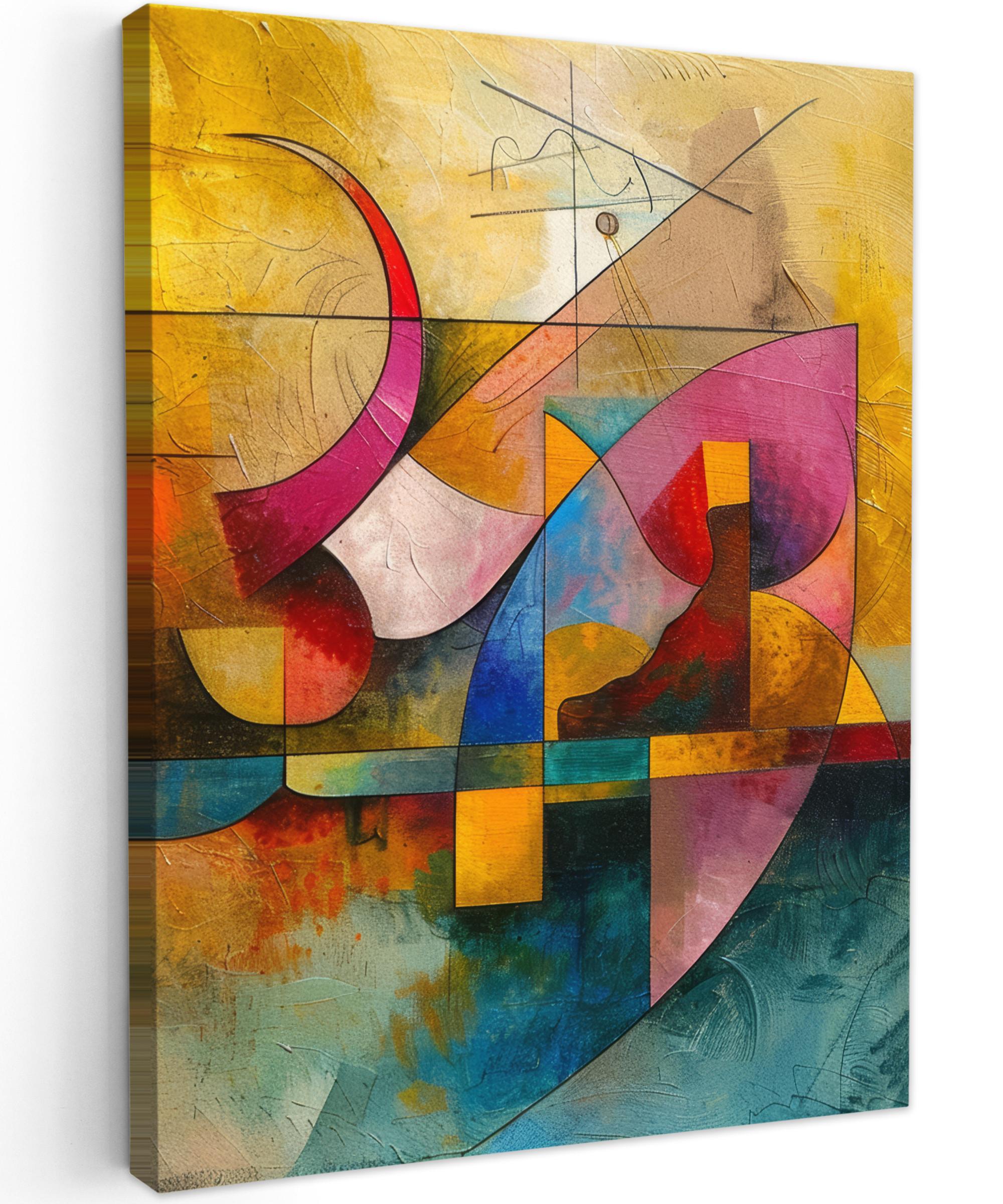 LEINWANDBILD Kunst - Abstrakt - Modern Wandbild Wohnzimmer 60x80 cm - Gelb, Textil (60/80cm) - MuchoWow