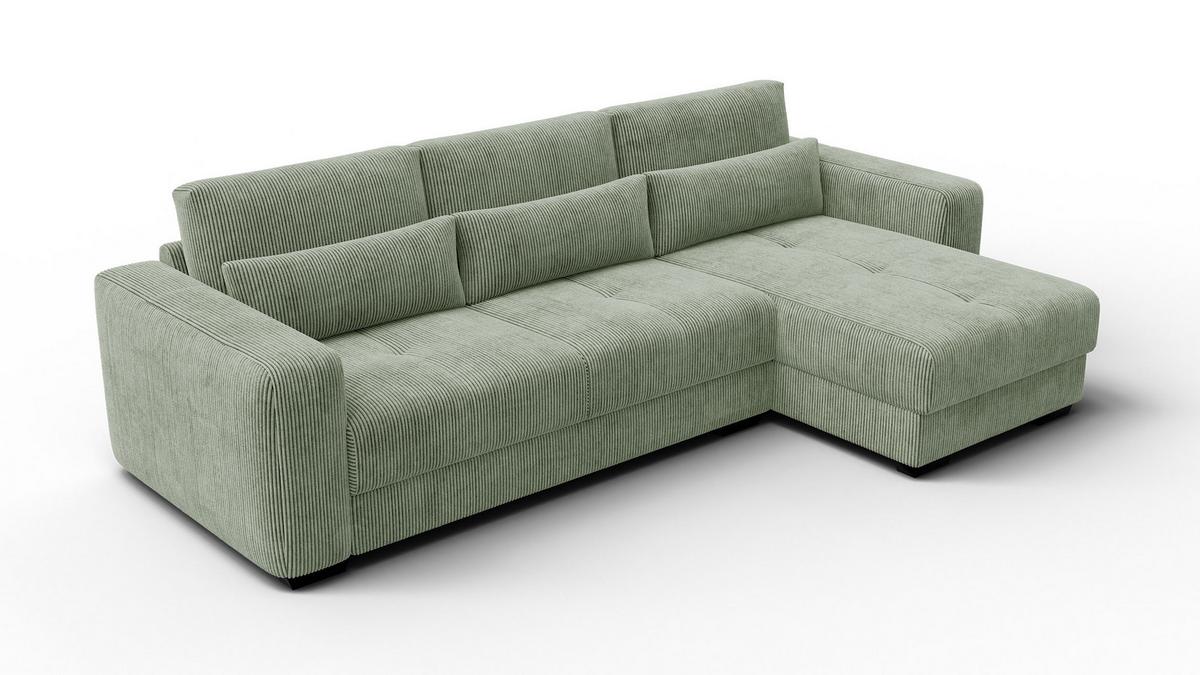 ECKSOFA OLI 4-Sitzer rechts, salbeigrün - Salbeigrün, Holz/Textil (295/172cm) - Wozimo