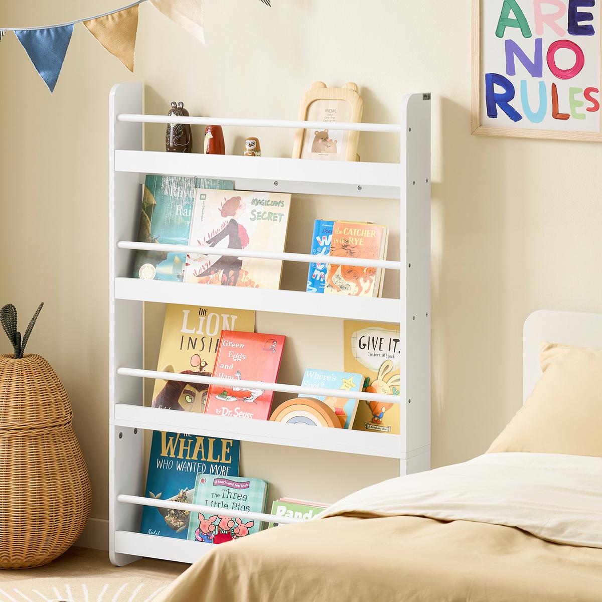 KINDERREGAL mit 4 Fächern Bücherregal Weiß 80x12x118cm - Weiß, Holzwerkstoff (12/118/80cm) - SoBuy